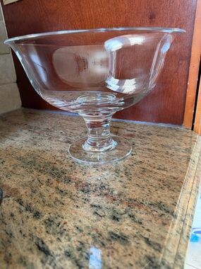 Ralph Lauren LANDON Clear Glass Pedestal Bowl Signed